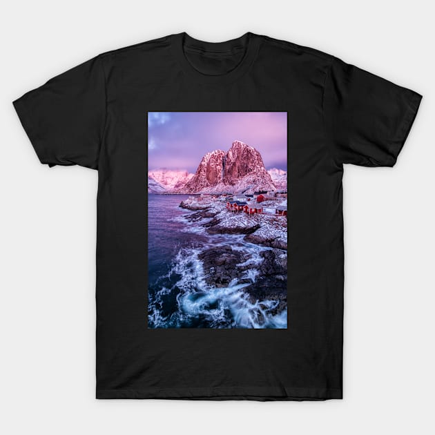 Pink Dawn Over the Swirling Sea T-Shirt by krepsher